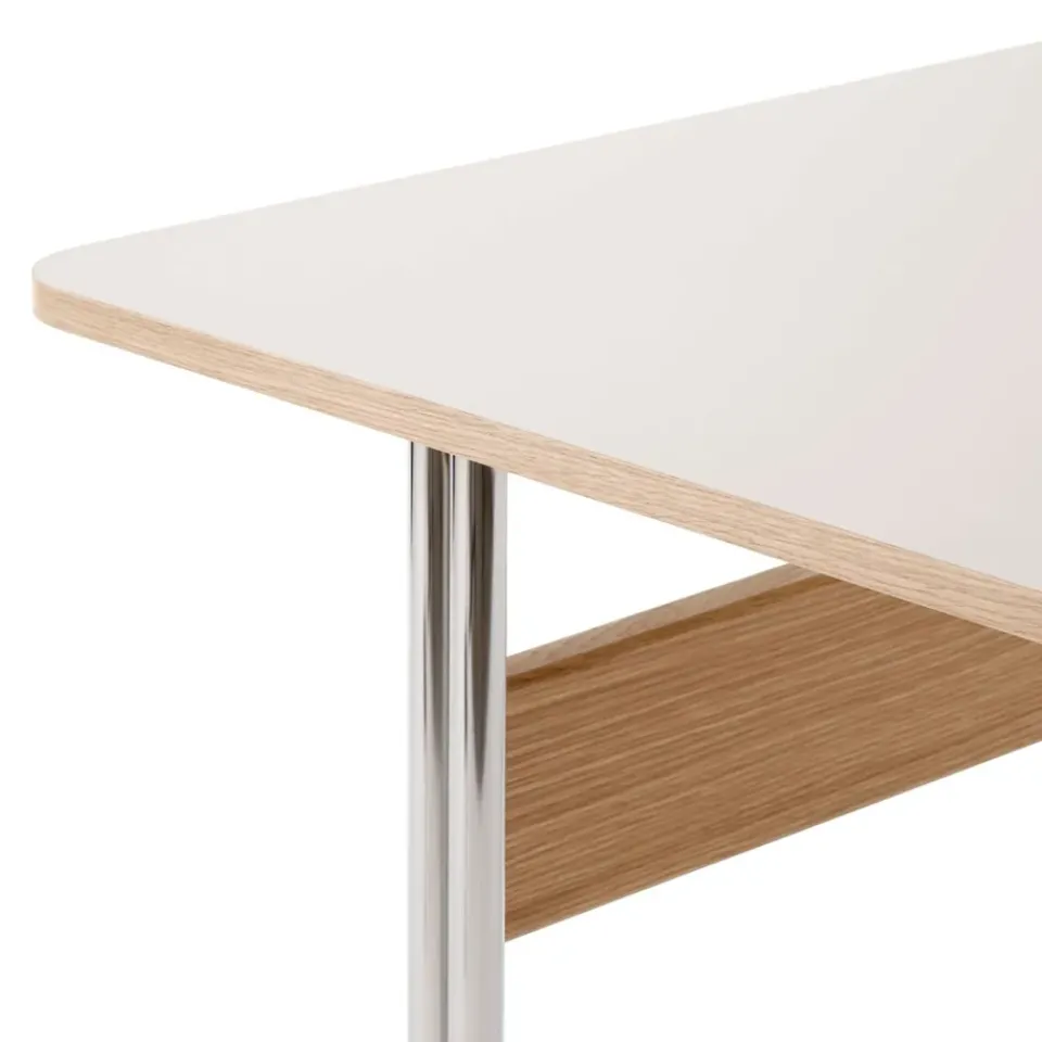 &Tradition Desks*Pavilion AV16 desk, Mushroom linoleum, lacquered oak, chrome legs Brown