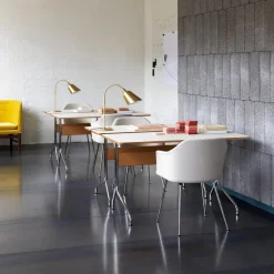 &Tradition Desks*Pavilion AV16 desk, Mushroom linoleum, lacquered oak, chrome legs Brown