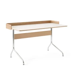 &Tradition Desks*Pavilion AV17 desk, Mushroom linoleum, lacquered oak, chrome legs Brown
