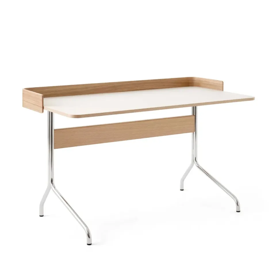 &Tradition Desks*Pavilion AV17 desk, Mushroom linoleum, lacquered oak, chrome legs Brown