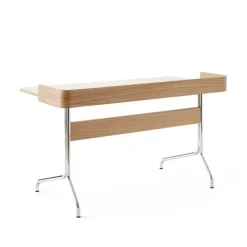 &Tradition Desks*Pavilion AV17 desk, Mushroom linoleum, lacquered oak, chrome legs Brown