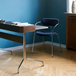 &Tradition Desks*Pavilion AV17 desk, Mushroom linoleum, lacquered oak, chrome legs Brown