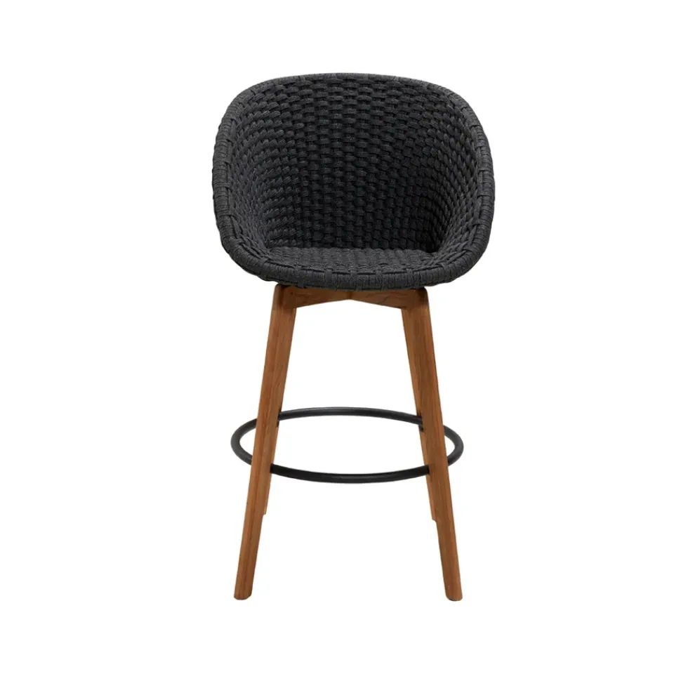 Cane-line Seating*Peacock barstool, Dark , teak legs Grey