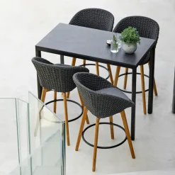 Cane-line Seating*Peacock barstool, Dark , teak legs Grey