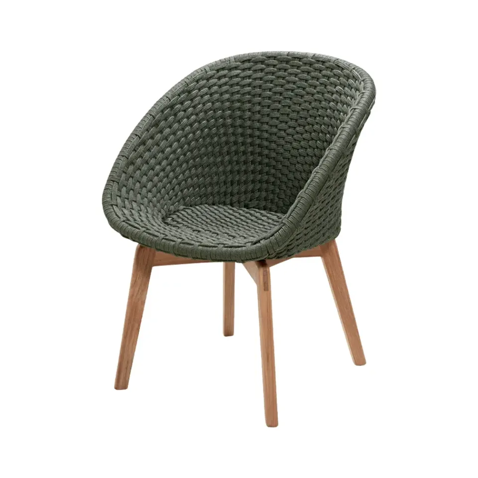 Cane-line Seating|Balcony Furniture*Peacock chair soft rope, Dark , teak Green