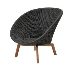 Cane-line Outdoor Lounge Furniture*Peacock Rope lounge armchair, Dark , teak legs Grey