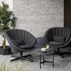 Cane-line Seating|Outdoor Lounge Furniture*Peacock swivel armchair, Dark , aluminium legs Grey