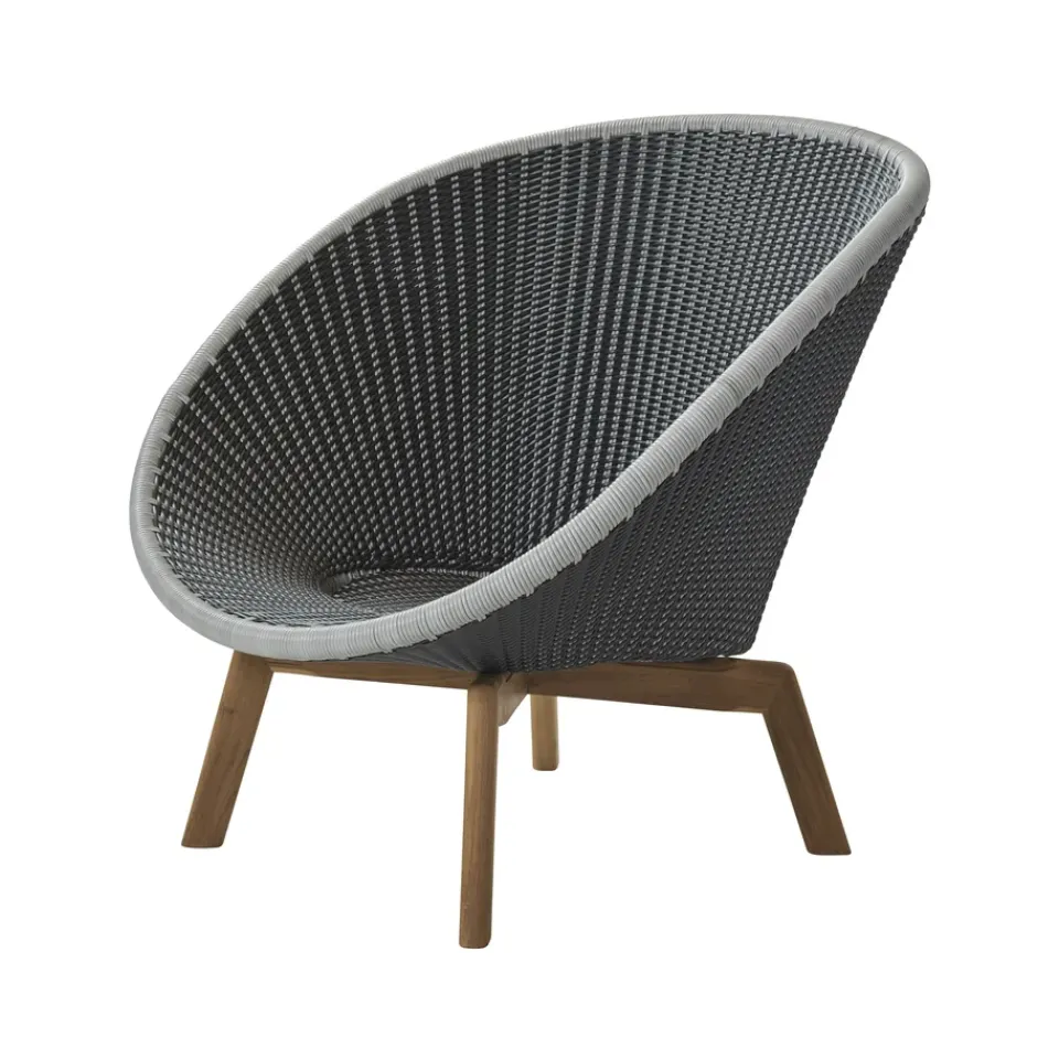 Cane-line Outdoor Lounge Furniture*Peacock Weave lounge chair, /light , legs in teak Grey