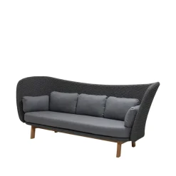 Cane-line Garden Sofas & Garden Benches|Balcony Furniture*Peacock Wing 3-seater sofa, Natté dark , incl. cushions, legs in teak Grey