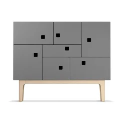 Zweed Display & Glass Cabinets*Peep C1 cabinet, Slate . White pigmented oak Grey