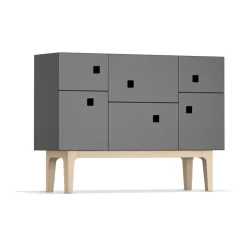Zweed Display & Glass Cabinets*Peep C2 cabinet, Slate . White pigmented oak Grey