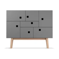 Zweed Display & Glass Cabinets*Peep C1 cabinet, Slate . retro. oak stand Grey
