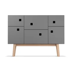 Zweed Display & Glass Cabinets*Peep C2 cabinet, Slate . retro. oak legs Grey