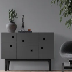 Zweed Display & Glass Cabinets*Peep C2 cabinet, Slate . black lacquered Grey