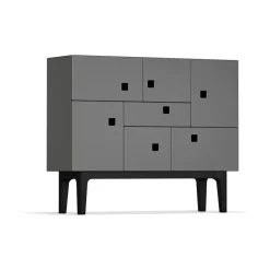 Zweed Display & Glass Cabinets*Peep C1 cabinet, Slate . black lacquered stand Grey