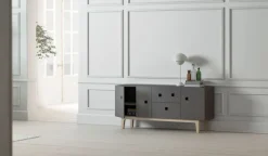 Zweed T.V & Media Units|Dressers & Sideboards*Peep M2 media bench, Slate . White pigmented oak Grey