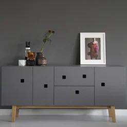 Zweed T.V & Media Units|Dressers & Sideboards*Peep M2 media bench, Slate . retro. oak stand Grey