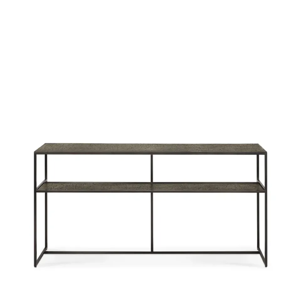Ethnicraft Side Tables*Pentagon console table 75x150 cm, Whisky-Black metal Brown