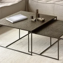 Ethnicraft Side Tables*Pentagon nesting table set, 2 pieces, Whisky Brown