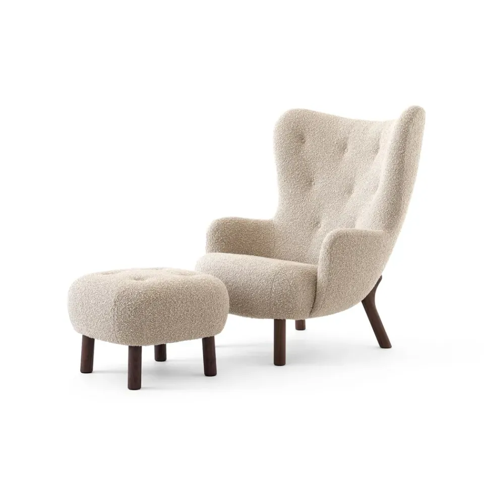 &Tradition Armchairs & Footstools*Petra VB3 high armchair incl. pouf ATD1, Oiled Walnut-Karakorum 003 Beige