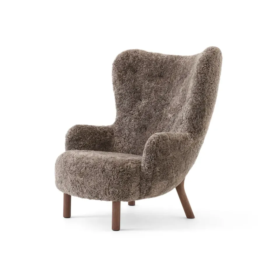 &Tradition Armchairs & Footstools*Petra VB3 high armchair, Oiled Walnut-Sheepskin Sahara Brown