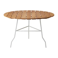 Gärsnäs Table For Outdoor Use*Pia table Ø110 cm, lacquered steel frame-oiled oak White