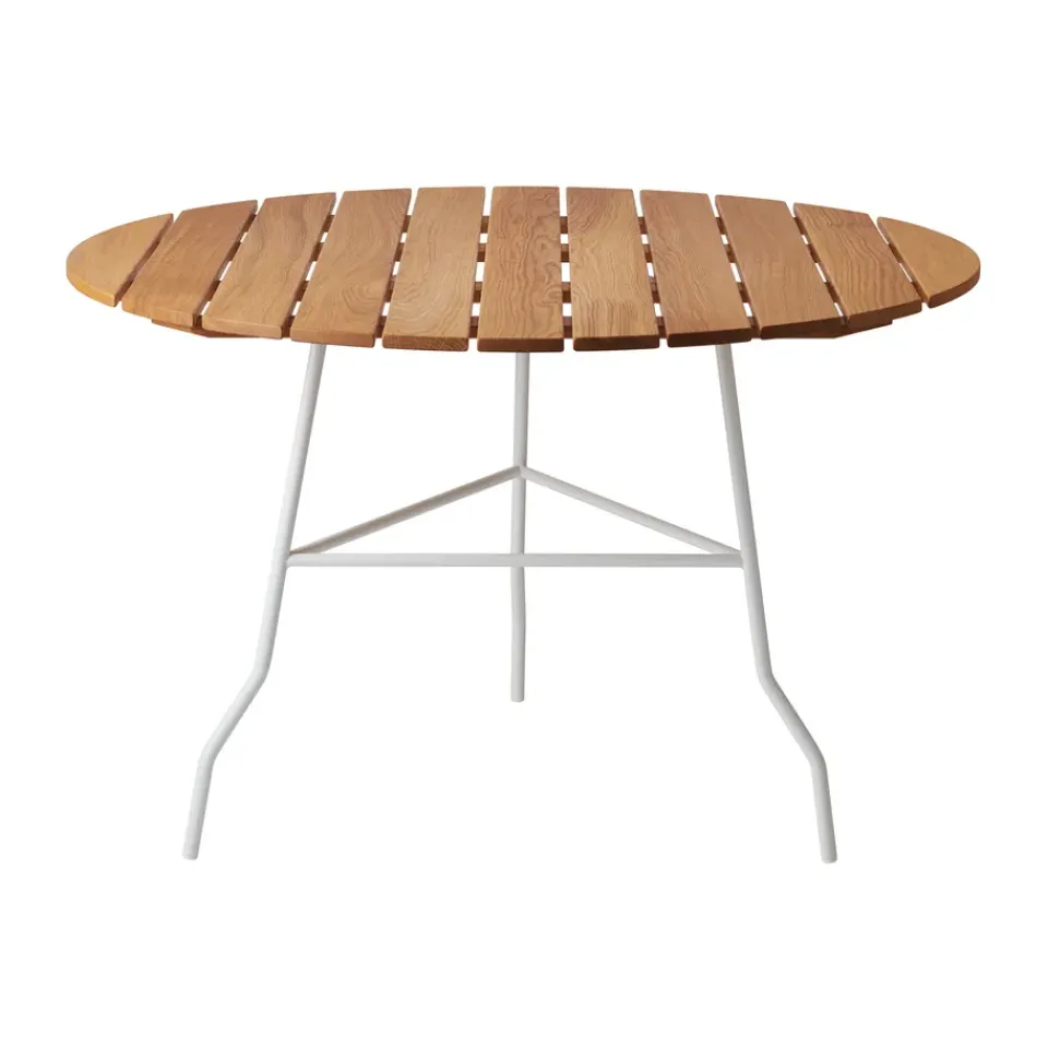Gärsnäs Table For Outdoor Use*Pia table Ø110 cm, lacquered steel frame-oiled oak White