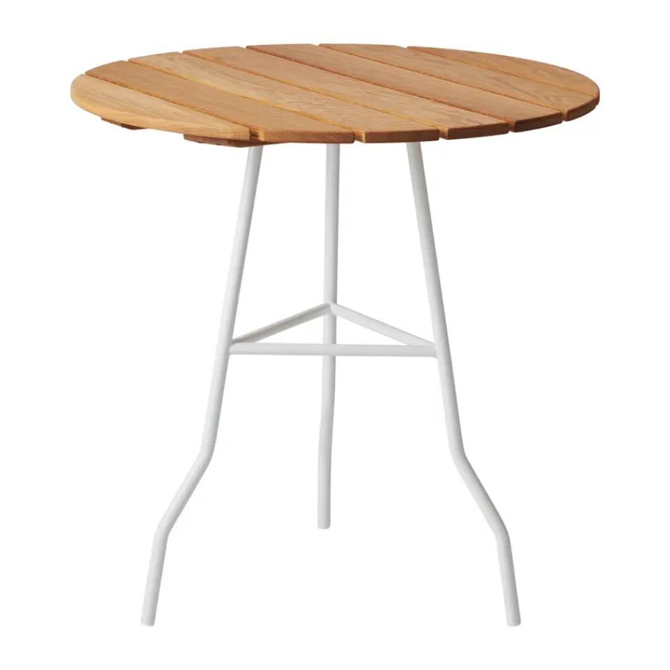 Gärsnäs Balcony Furniture|Table For Outdoor Use*Pia table Ø70 cm, lacquered steel frame-oiled oak White