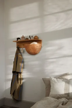 Ferm Living Clothes Hooks & Hangers*Place Rack hooks and shelf oak, Medium Brown