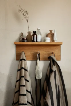 Ferm Living Clothes Hooks & Hangers*Place Rack hooks and shelf oak, Small Brown