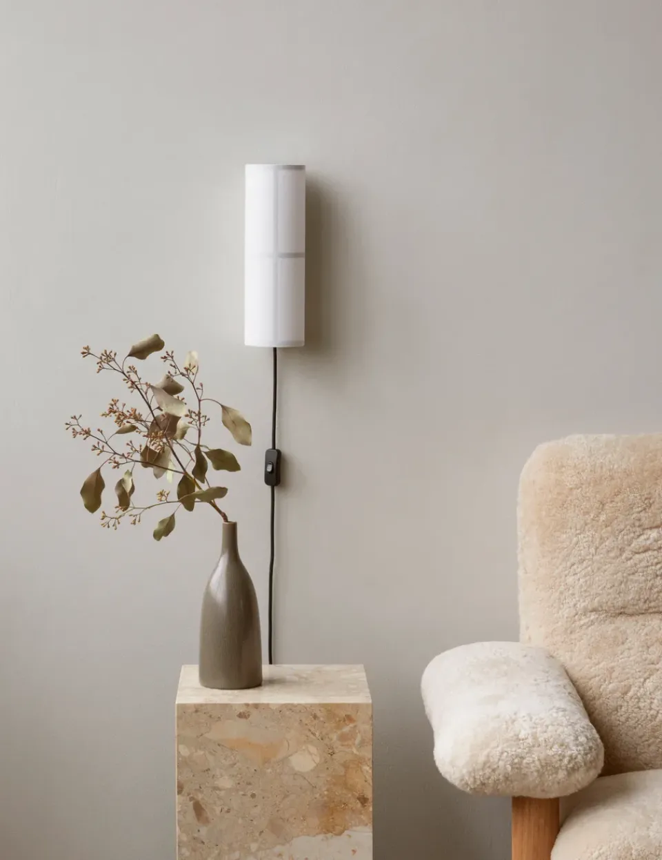 Audo Copenhagen Side Tables*Plinth tall sidetable 30x30x51 cm, Kunis Breccia Beige