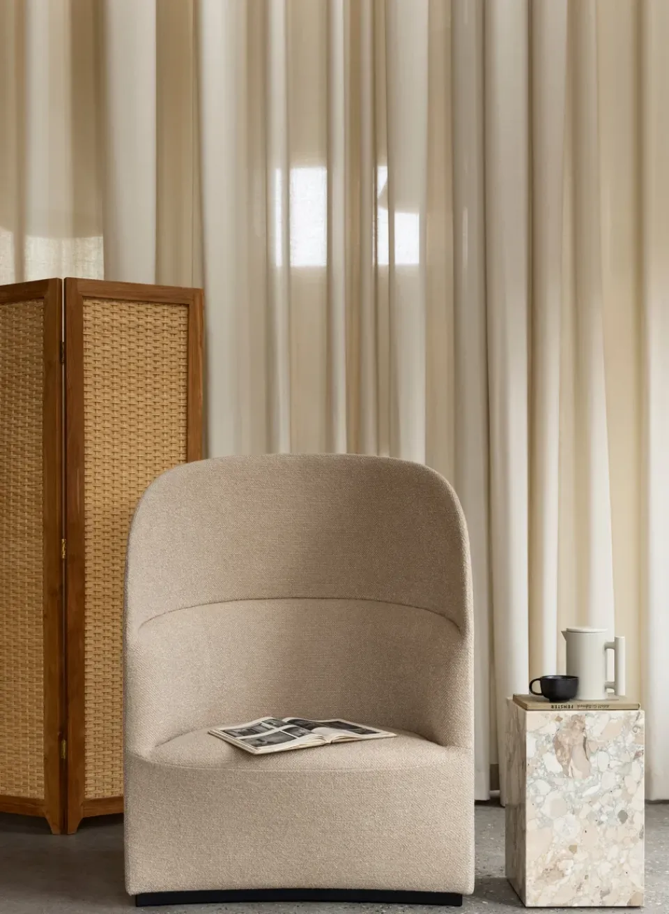 Audo Copenhagen Side Tables*Plinth tall sidetable 30x30x51 cm, Kunis Breccia Beige