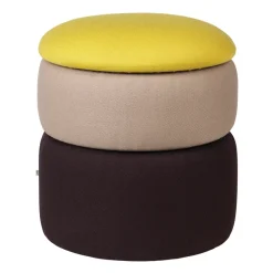 Broste Copenhagen Sitting Poufs*Pond pouffe 42 cm, Yellow-beige-dark grape YellowBeigeRed