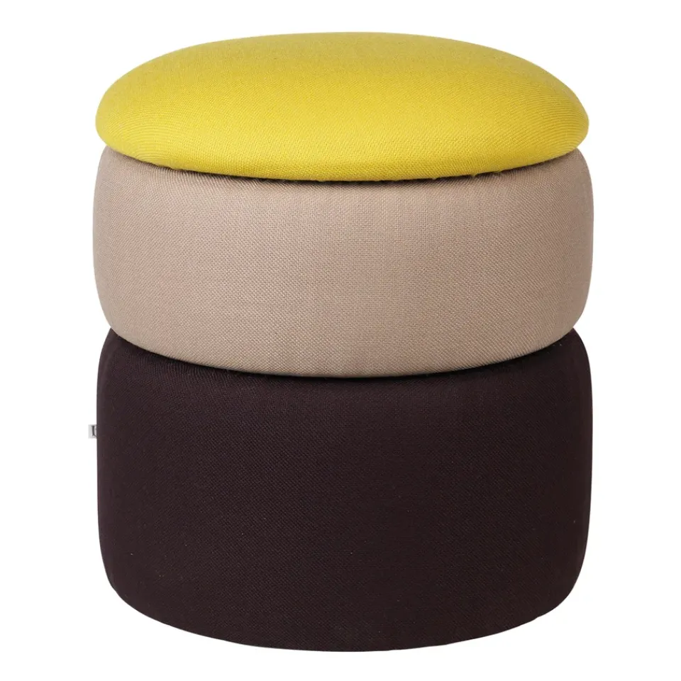 Broste Copenhagen Sitting Poufs*Pond pouffe 42 cm, Yellow-beige-dark grape YellowBeigeRed
