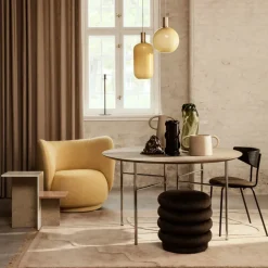 Ferm Living Sitting Poufs*Pouf Round pouf, Fabric faded velvet 26 Beige
