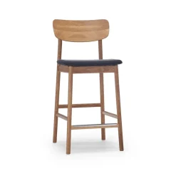 Stolab Bar Stools*Prima Vista bar stool, Fabric blues 9833 . natural oil oak stand Black