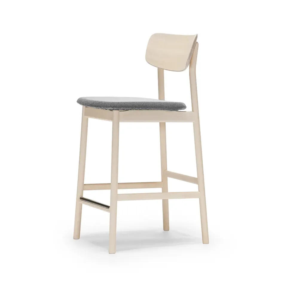 Stolab Bar Stools*Prima Vista bar stool, Fabric blues 9202 /beige. lightt matt lacquered birch stand Brown