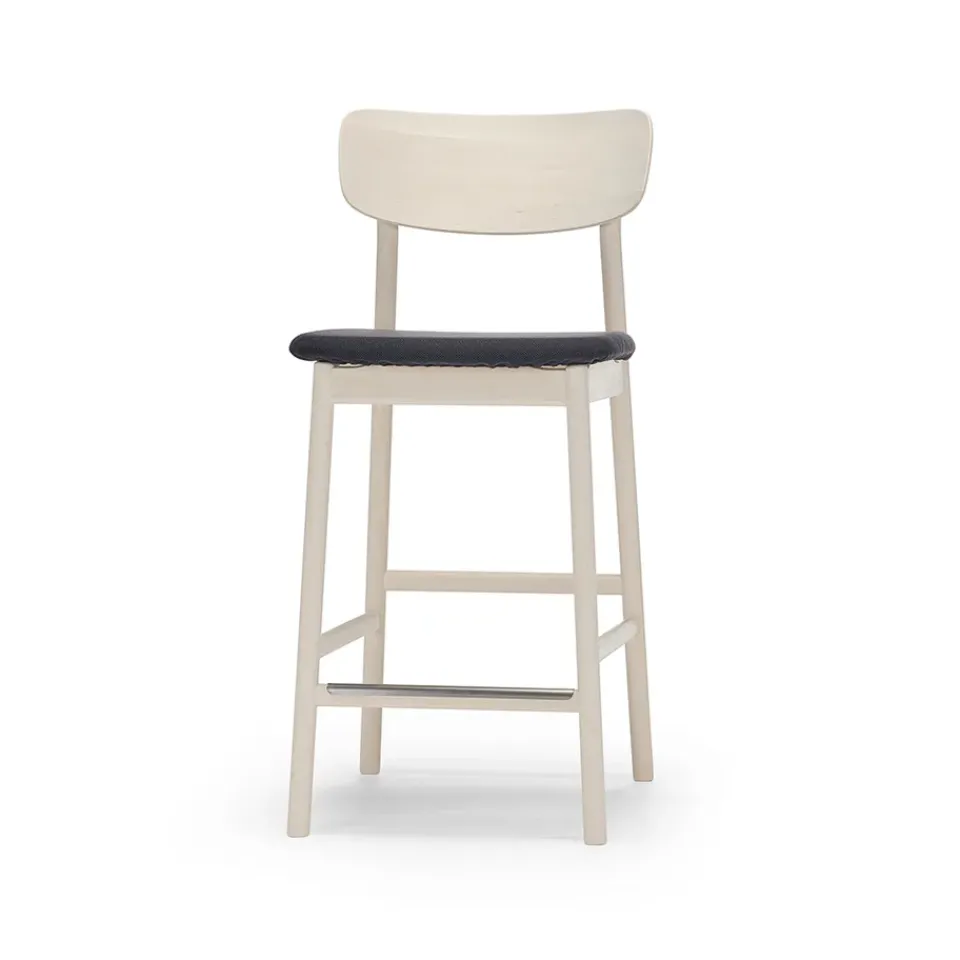 Stolab Bar Stools*Prima Vista bar stool, Fabric blues 9833 . white oiled birch stand Black