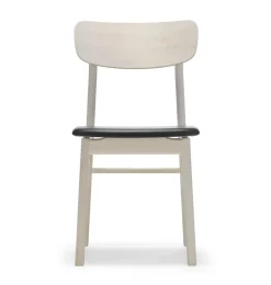 Stolab Chairs*Prima Vista chair white-oiled birch, Leather elmotique 99001 Black