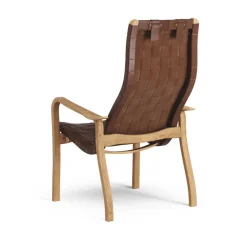 Swedese Armchairs & Footstools*Primo arm chair high with neck cushion oiled oak, Belt leather / red Brown