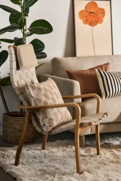 Swedese Armchairs & Footstools*Primo arm chair high with neck cushion oiled oak, Natural Beige