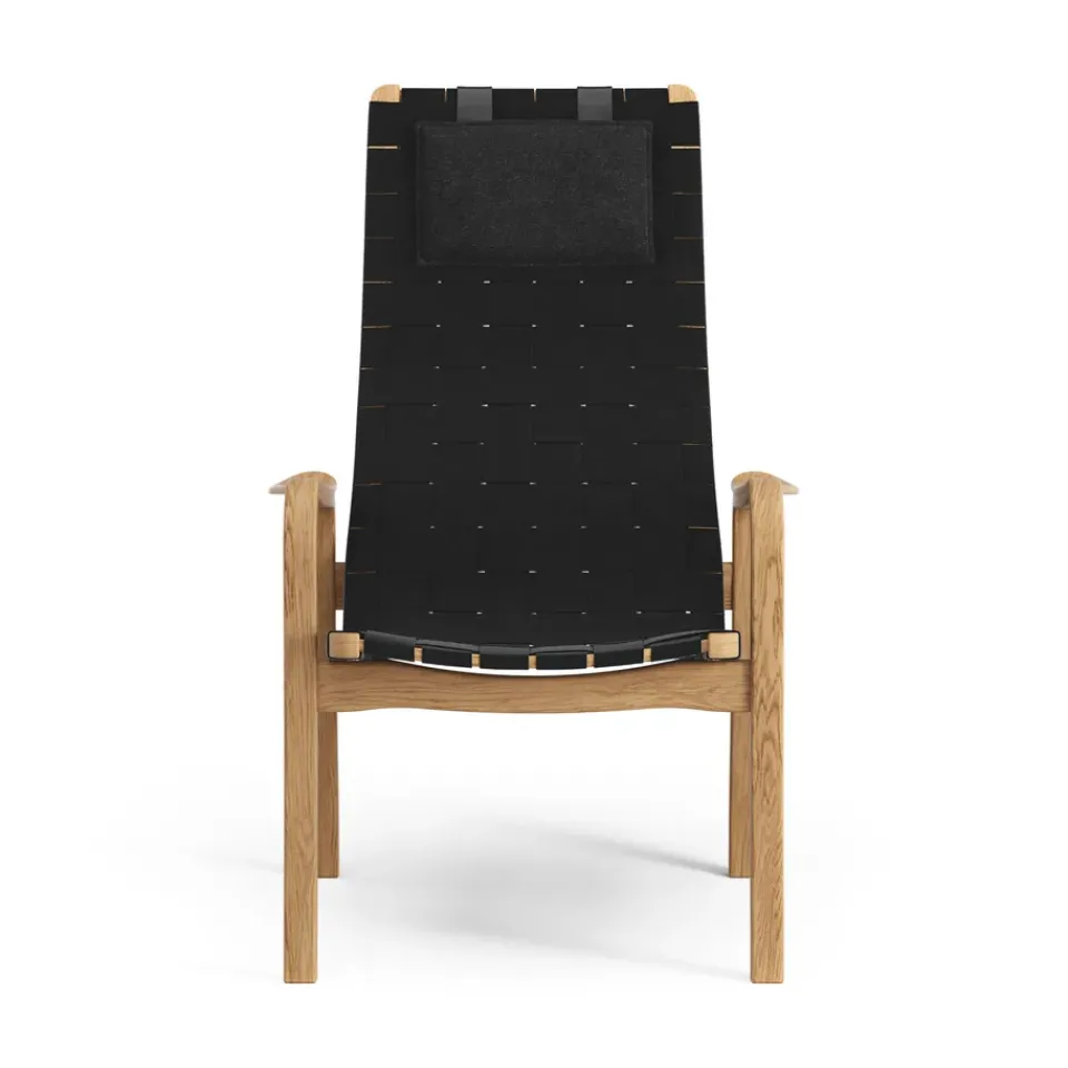 Swedese Armchairs & Footstools*Primo arm chair high with neck cushion oiled oak, Black Beige