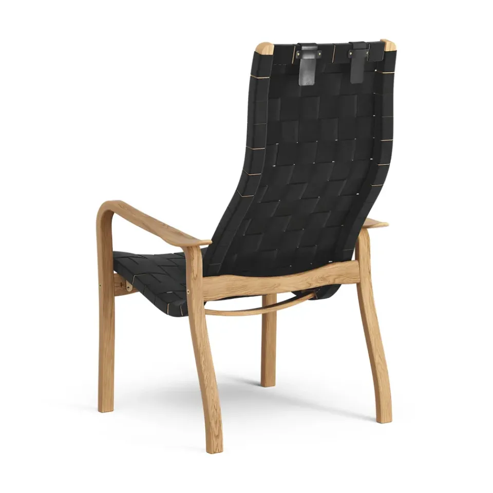 Swedese Armchairs & Footstools*Primo arm chair high with neck cushion oiled oak, Black Beige