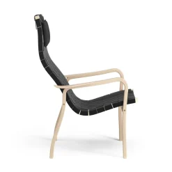 Swedese Armchairs & Footstools*Primo arm chair high with neck cushion laquered beech, Black Beige