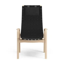 Swedese Armchairs & Footstools*Primo arm chair high with neck cushion laquered beech, Black Beige