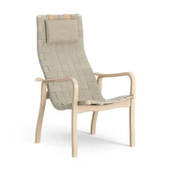 Swedese Armchairs & Footstools*Primo arm chair high with neck cushion laquered beech, Natural Beige