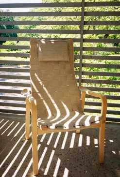 Swedese Armchairs & Footstools*Primo arm chair high with neck cushion laquered beech, Natural Beige