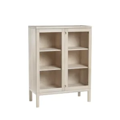 Stolab Display & Glass Cabinets*Prio cabinet high, Birch white oiled. glass door Beige