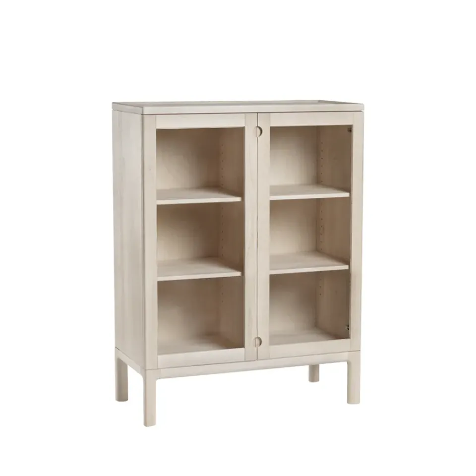 Stolab Display & Glass Cabinets*Prio cabinet high, Birch white oiled. glass door Beige