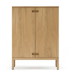 Stolab Display & Glass Cabinets*Prio cabinet high, Oak natural oil. wooden door Beige